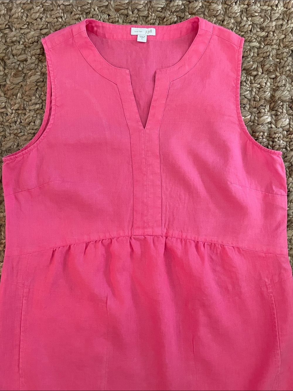 J.Jill Love Linen 100% Linen Sunwashed Pink Sleeveless Shift Dress Pockets Small - Picture 4 of 8